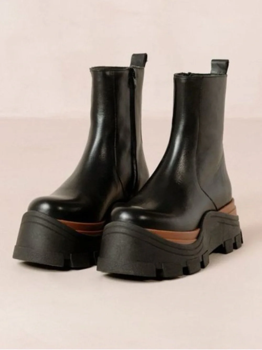 Women’s ALOHAS Sapphire Nutty black leather chunky ankle boots- Size 38